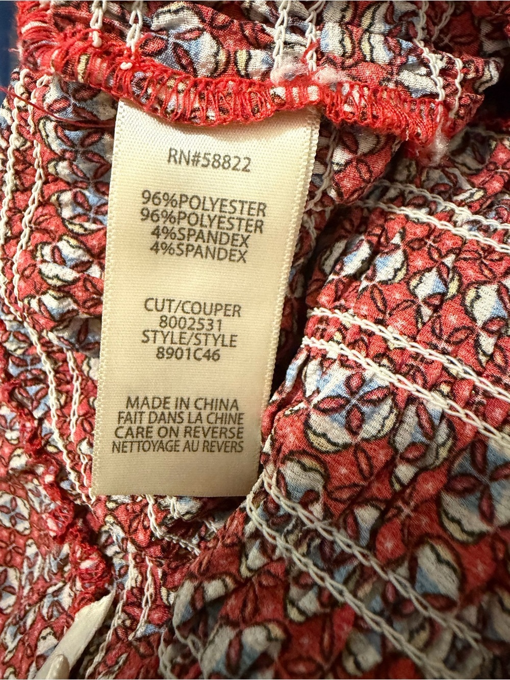 Max Studio Rust Red Printed Smocked-Waist Jumpsuit - Picture 11 of 12